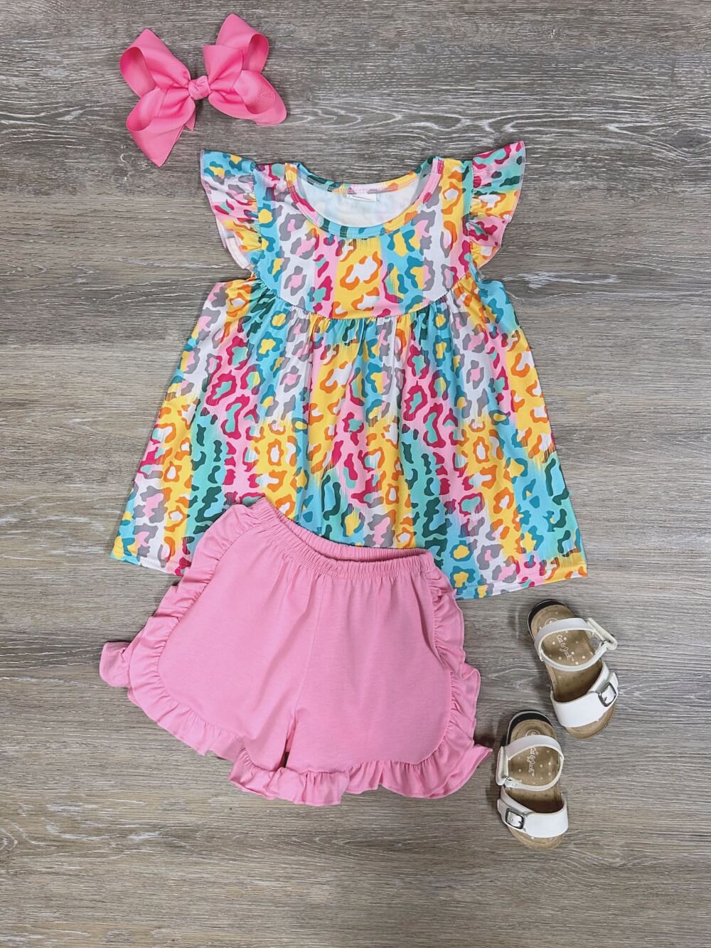 Wild and Bright Girls Ruffle Shorts Outfit - Sydney So Sweet