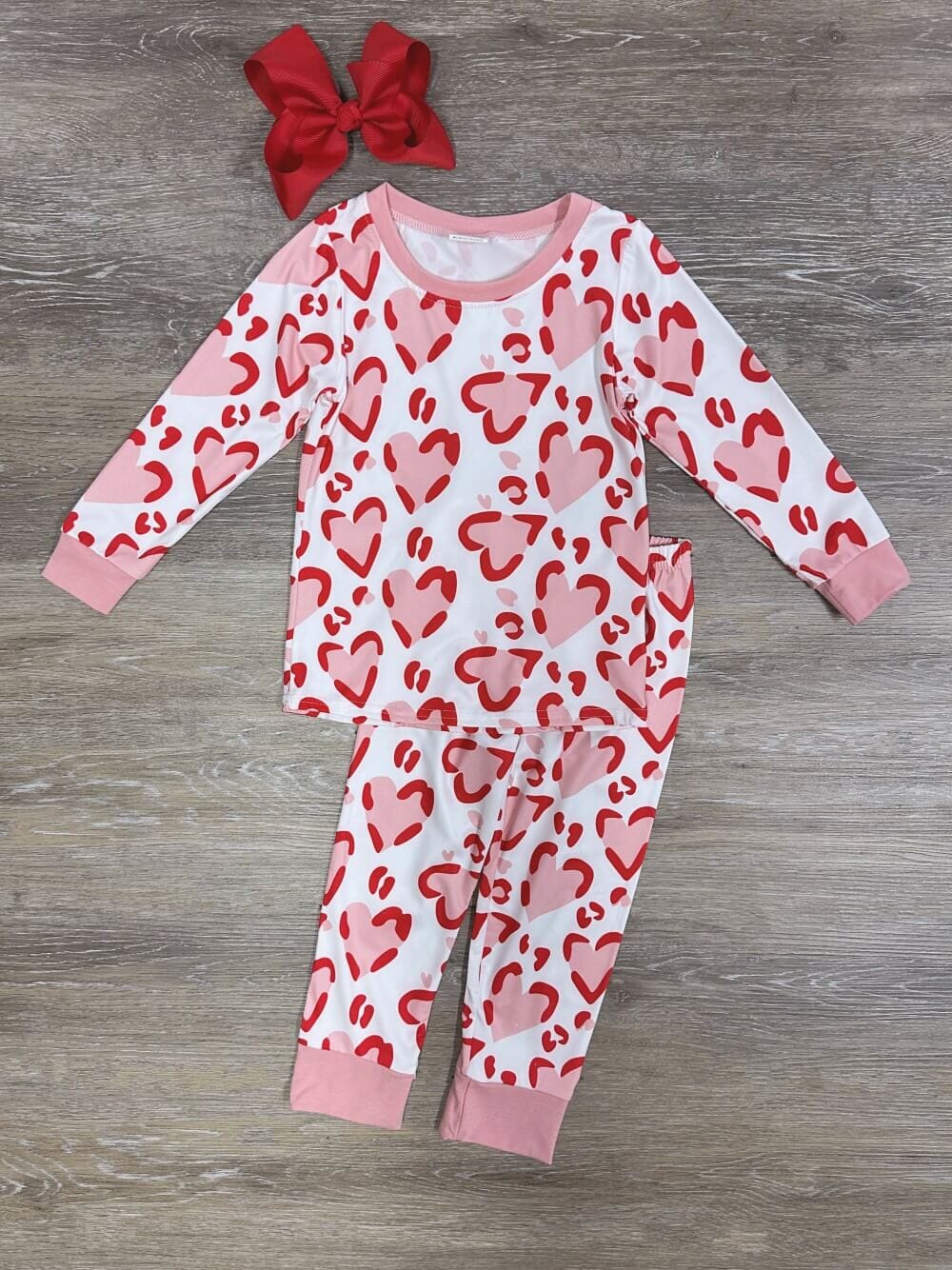 Wild at Heart Girls Long Sleeve Pink & Red Lounge Set - Sydney So Sweet