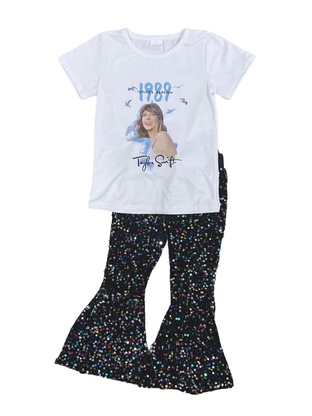 Wildest Dreams Black Sequin Bell Bottoms Girls Outfit - Sydney So Sweet