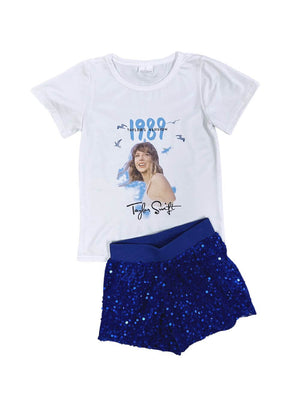 Wildest Dreams Blue Sequin Shorts Girls Concert Outfit - Sydney So Sweet