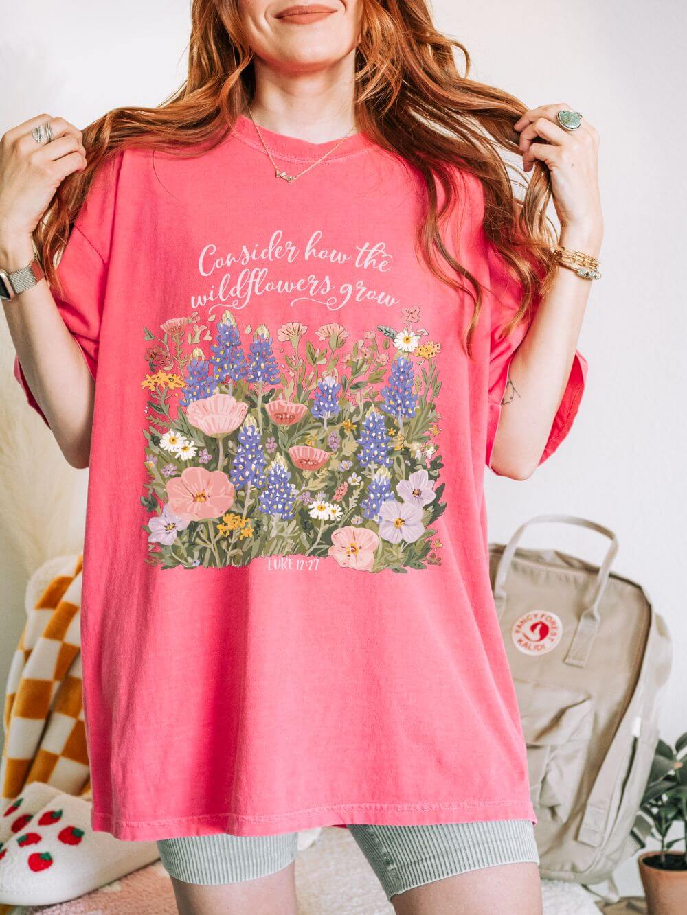 Consider How The Wildflowers Grow T-Shirt Luke 12:27 Floral Garden Tee