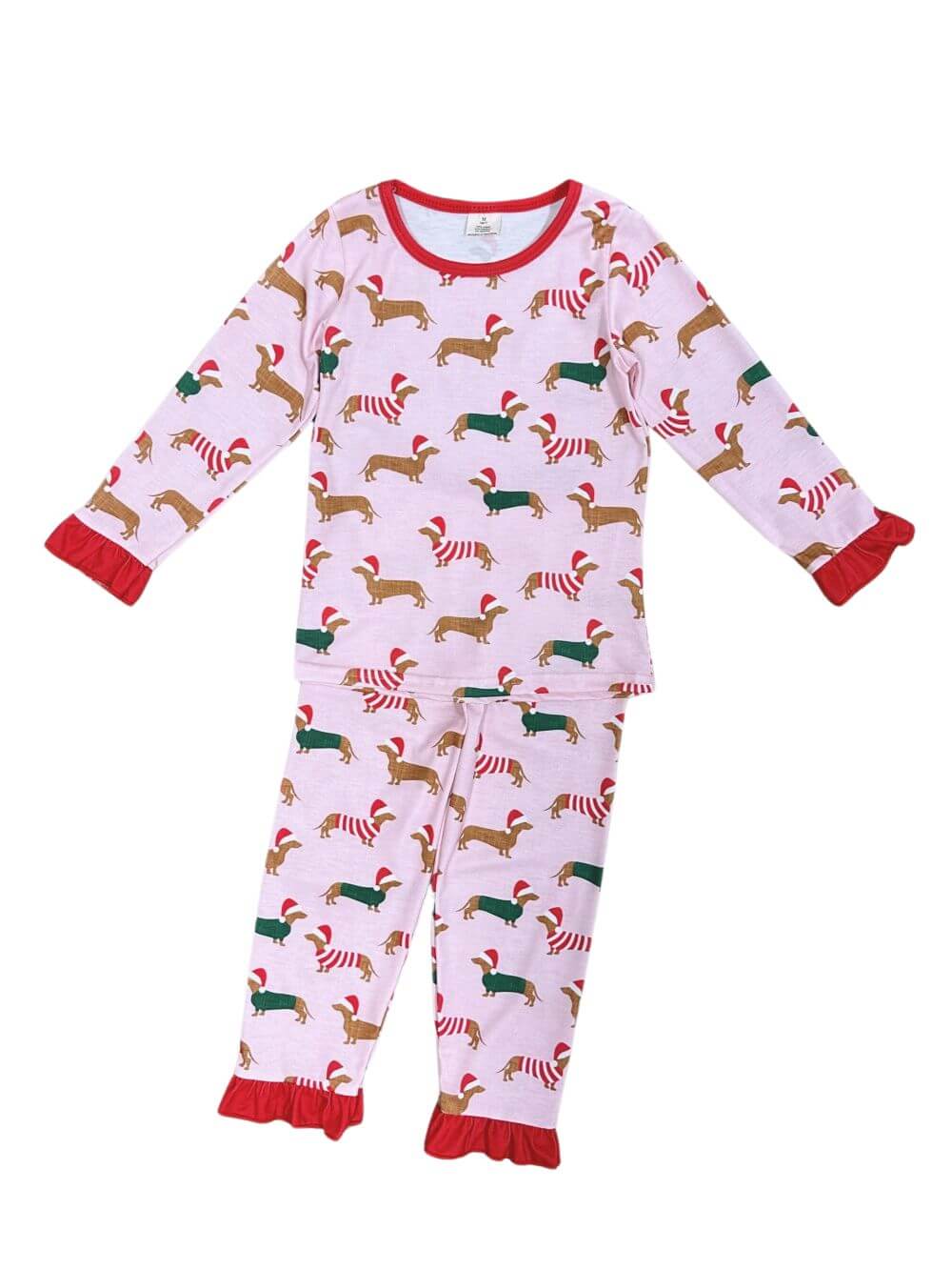 Winter Weiner Dog Pink Girls Christmas Pajamas - Sydney So Sweet