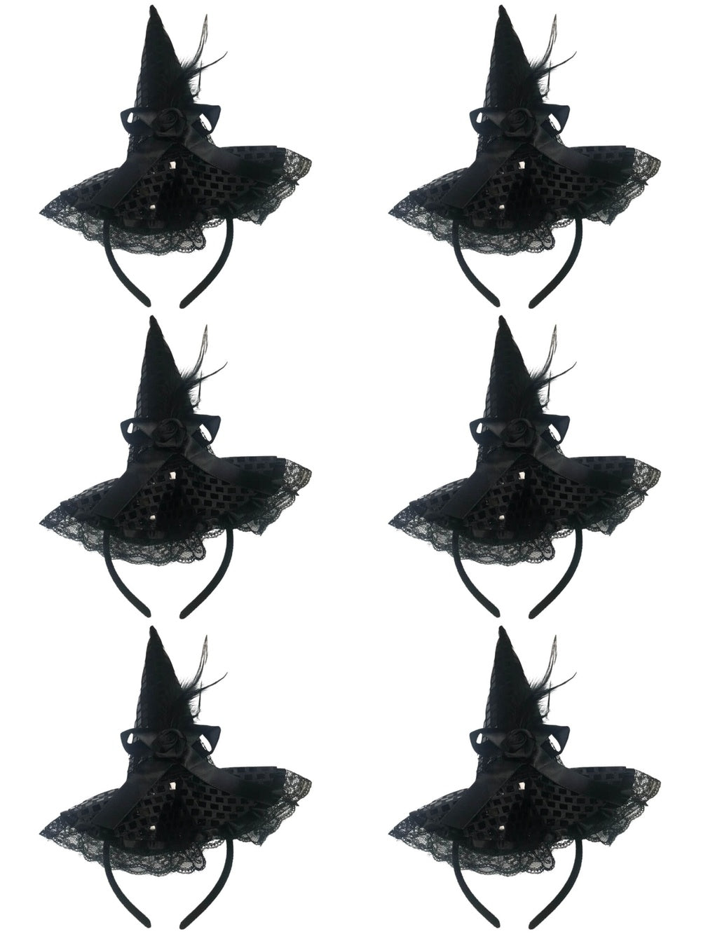 Fancy Black Witch Headband Hat Kid or Adult Costume Accessory