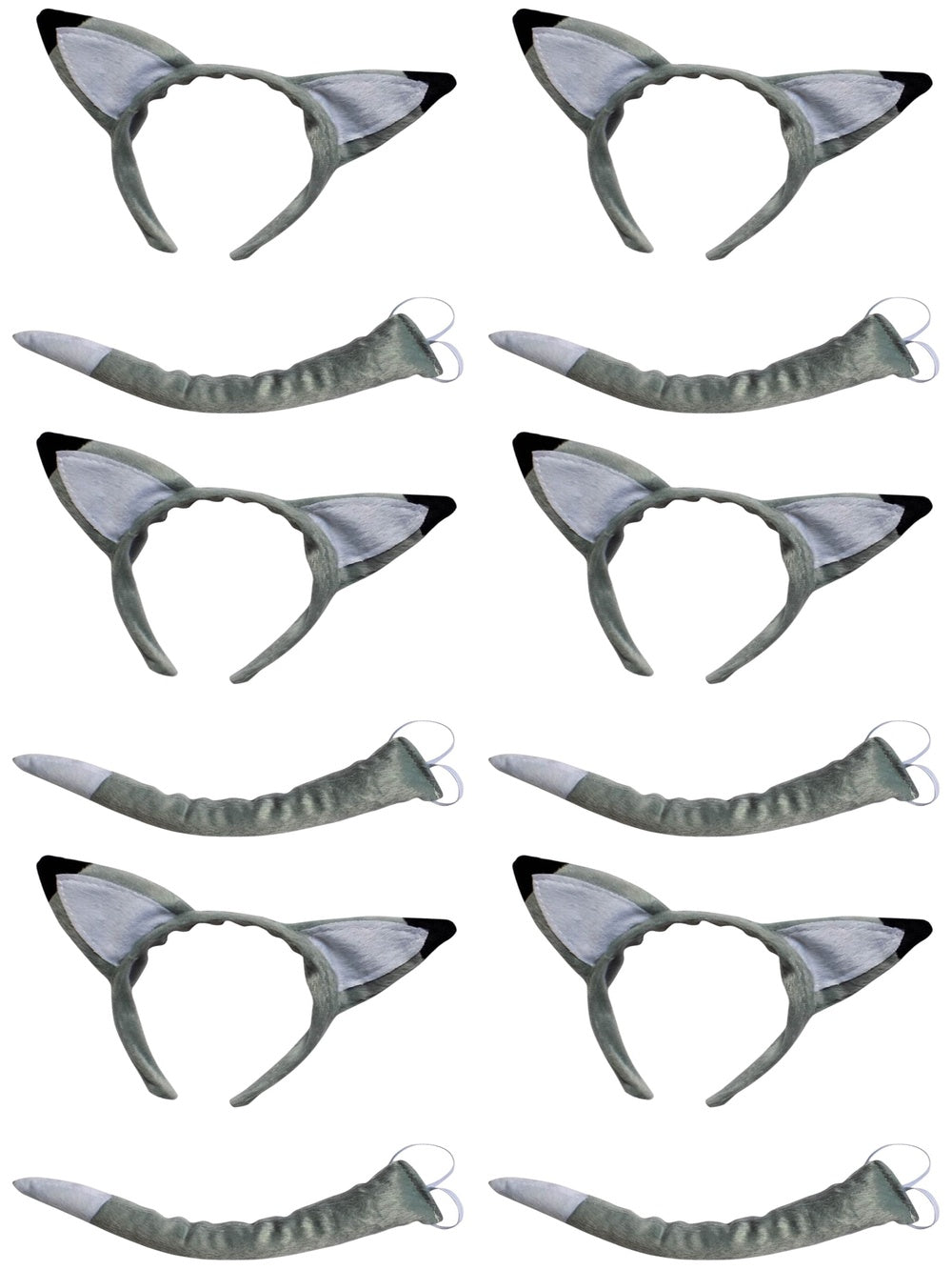Wolf or Fox Headband Ears & Tail, Kid or Adult Size Costume Accessories