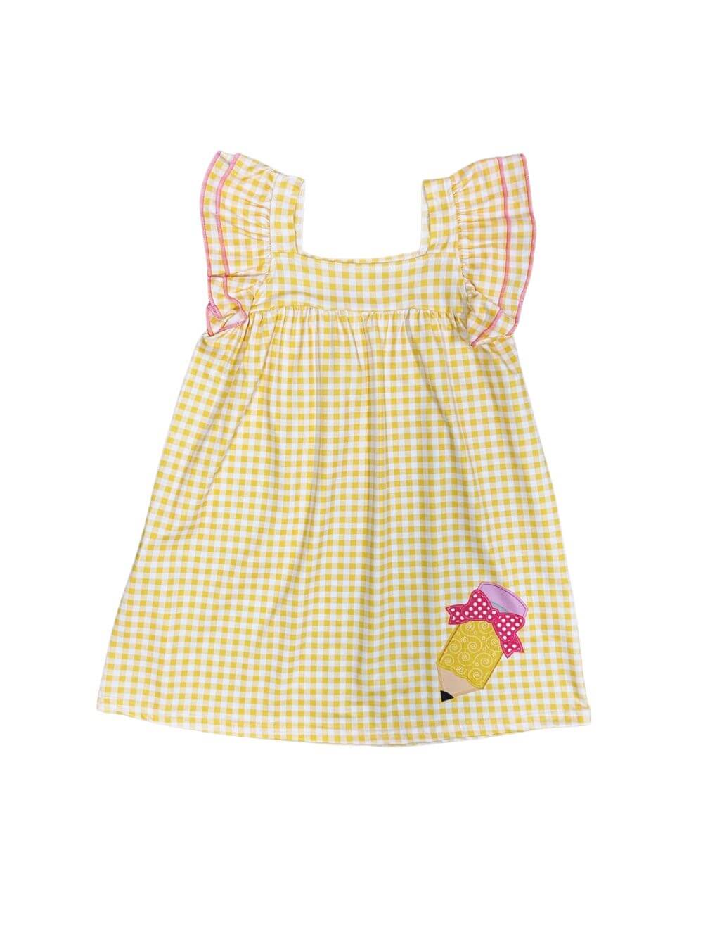 Yellow Gingham Girls Back to School Coquette Pencil Dress - Sydney So Sweet