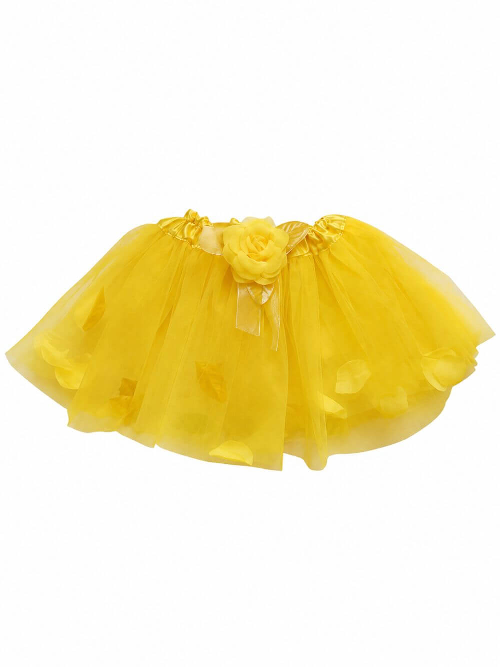 Yellow Petal Girls Tutu Skirt - Kids Size 3-Layer Tulle Basic Ballet Dance Costume Tutus