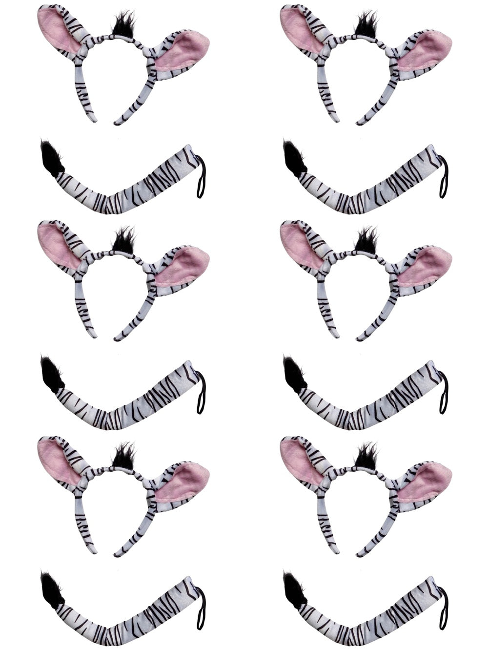 Zebra Headband Ears & Tail, Kid or Adult Size Costume Accessories
