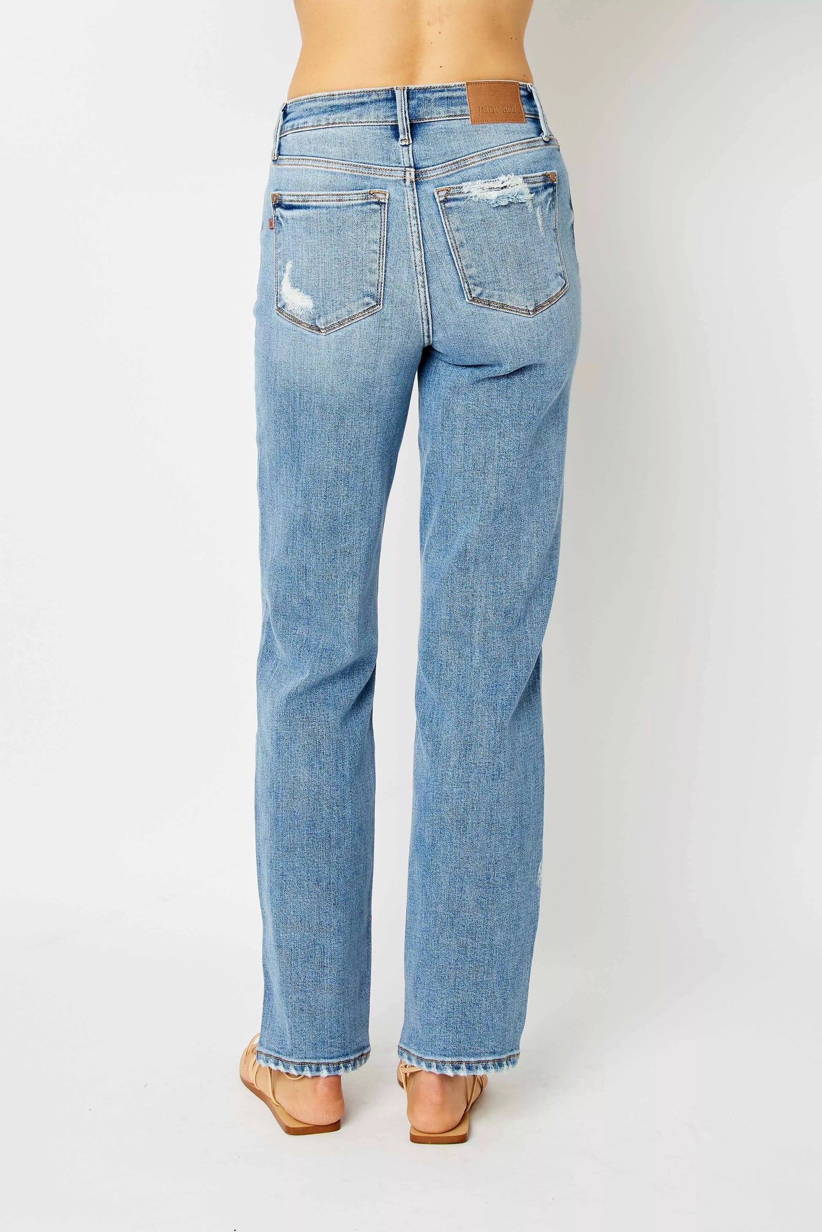 Judy Blue Full Size High Waist Straight Jeans with Heavy Destroy Plus Size - Sydney So Sweet