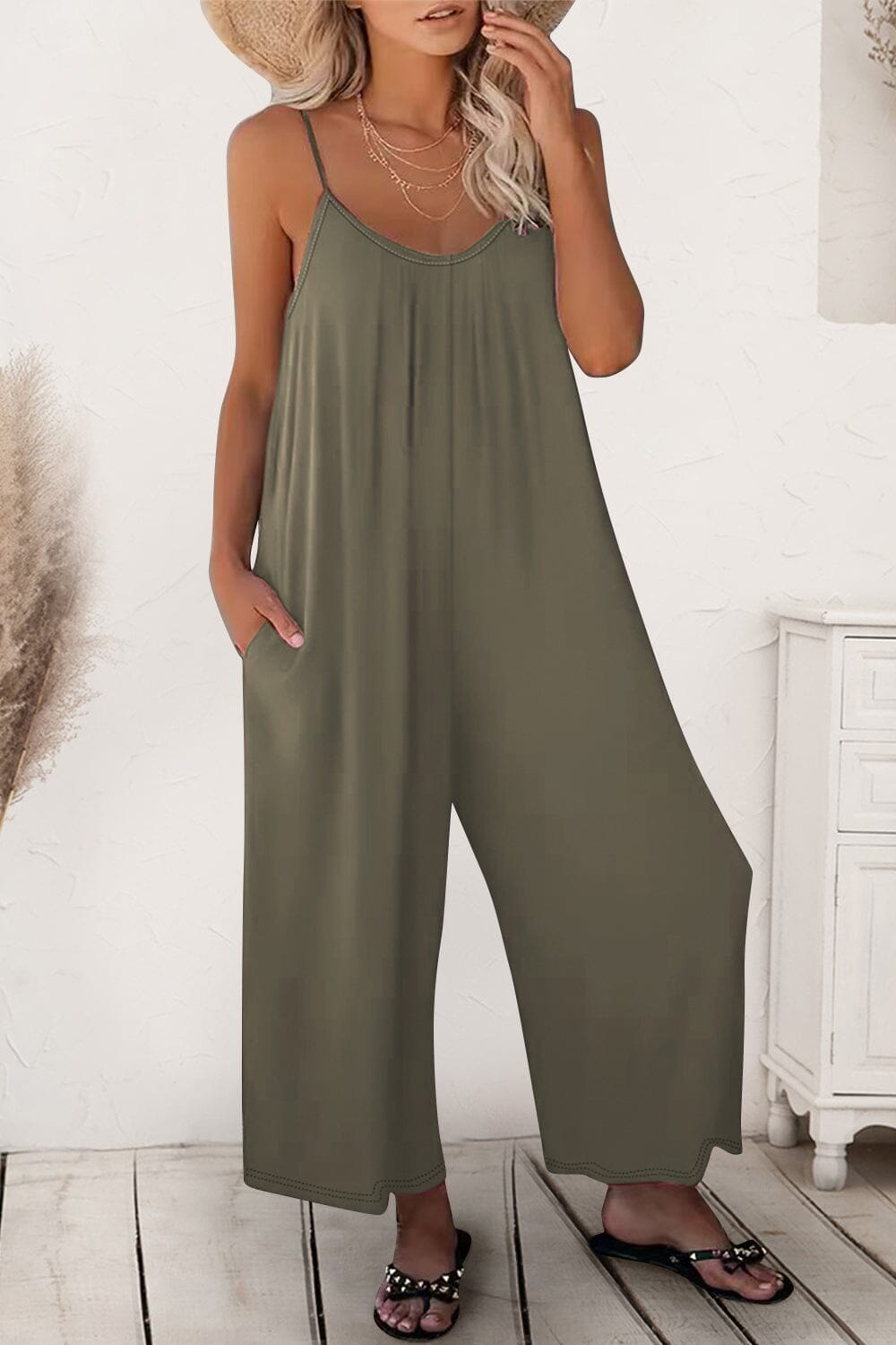 Scoop Neck Spaghetti Strap Jumpsuit - Sydney So Sweet