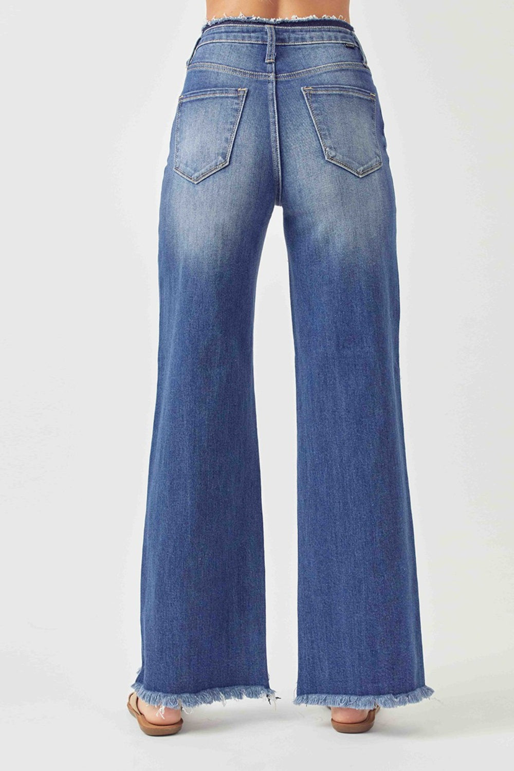 RISEN High Waist Raw Hem Wide Leg Jeans - Sydney So Sweet