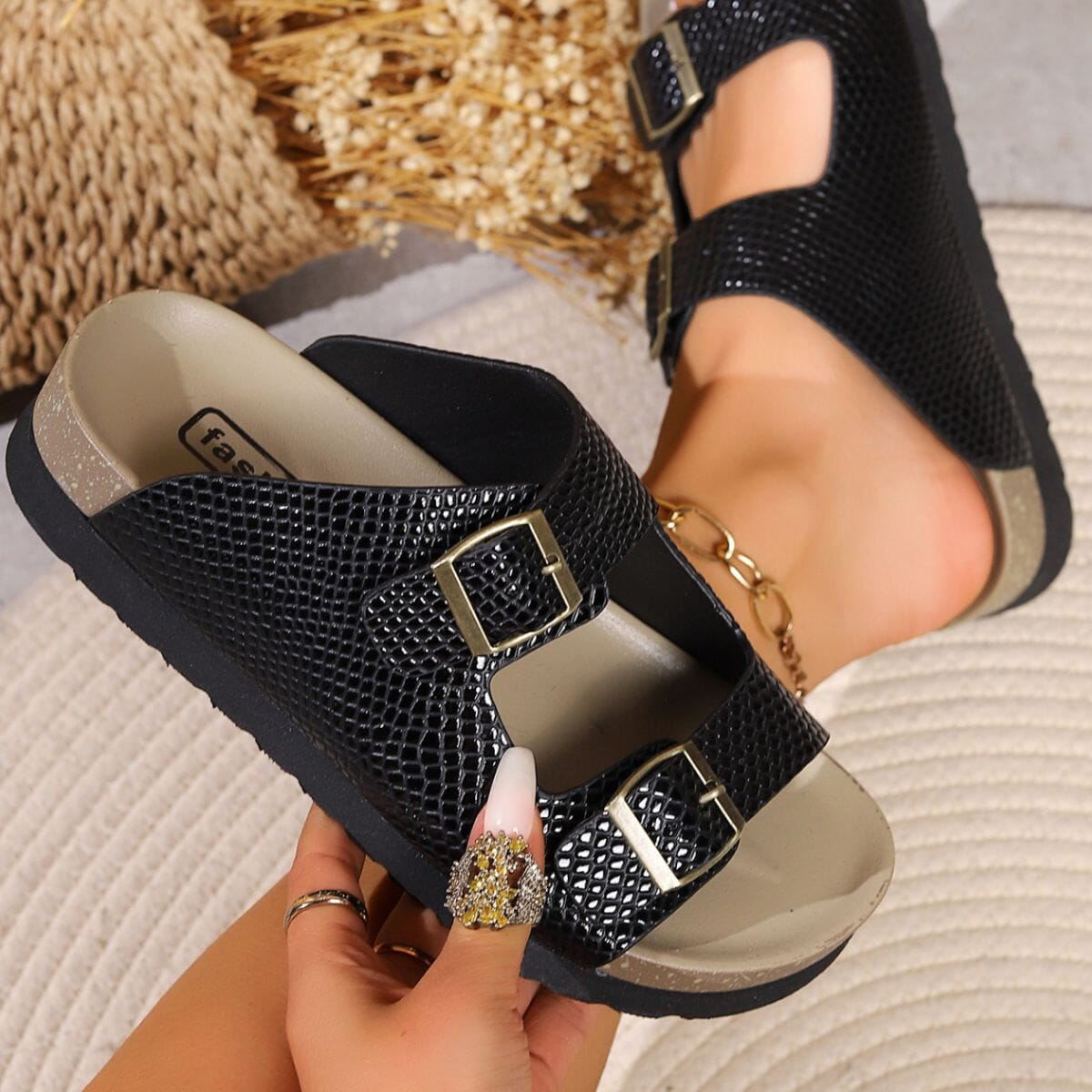 PU Leather Buckle Sandals - Sydney So Sweet