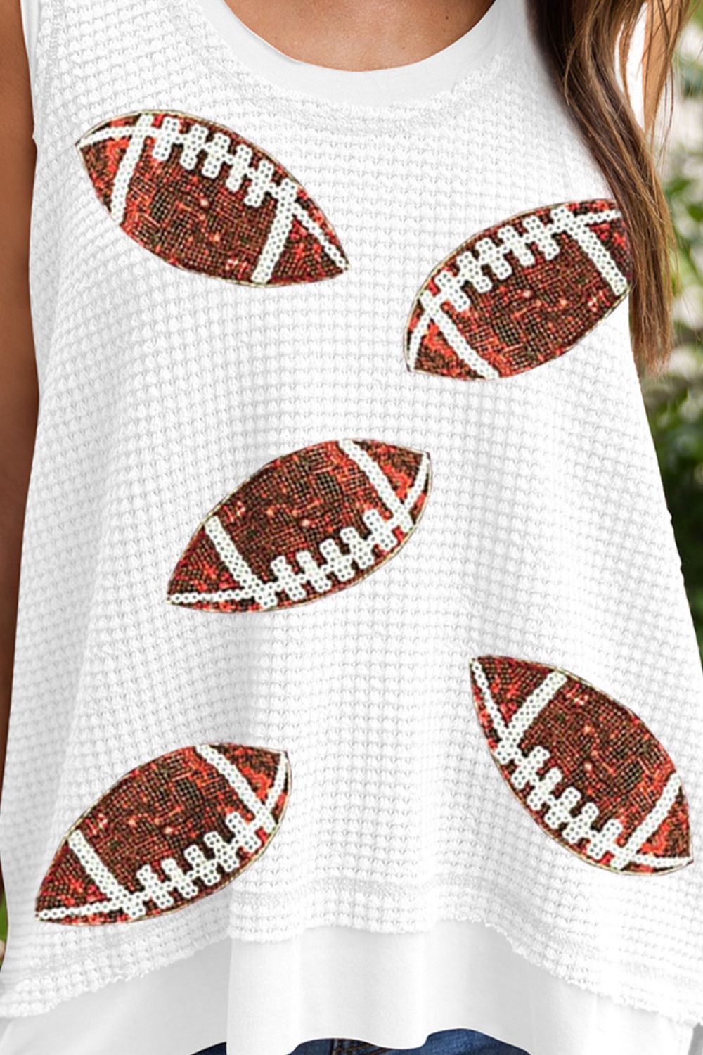 Sequin Football Round Neck Tank - Sydney So Sweet