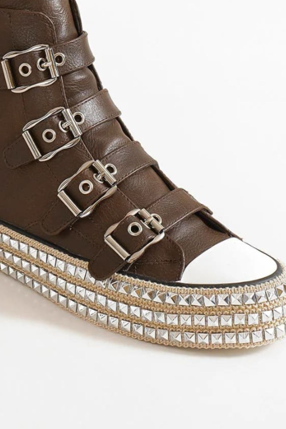 Beast Fashion Multi-Buckle Straps Studded Platform Sneakers - Sydney So Sweet