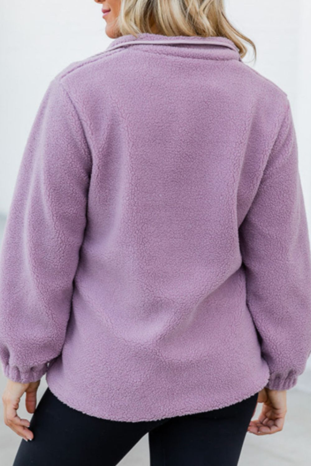 Snap Down Long Sleeve Sherpa Jacket - Sydney So Sweet