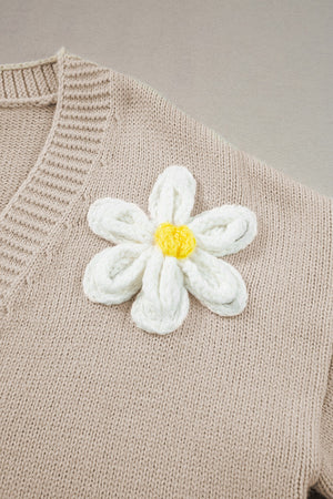 Flower Dropped Shoulder Long Sleeve Cardigan - Sydney So Sweet