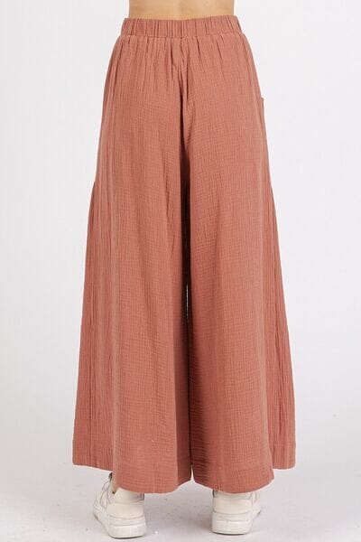 Mittoshop Gauze Elastic Waist Pleated Wide Leg Pants - Sydney So Sweet