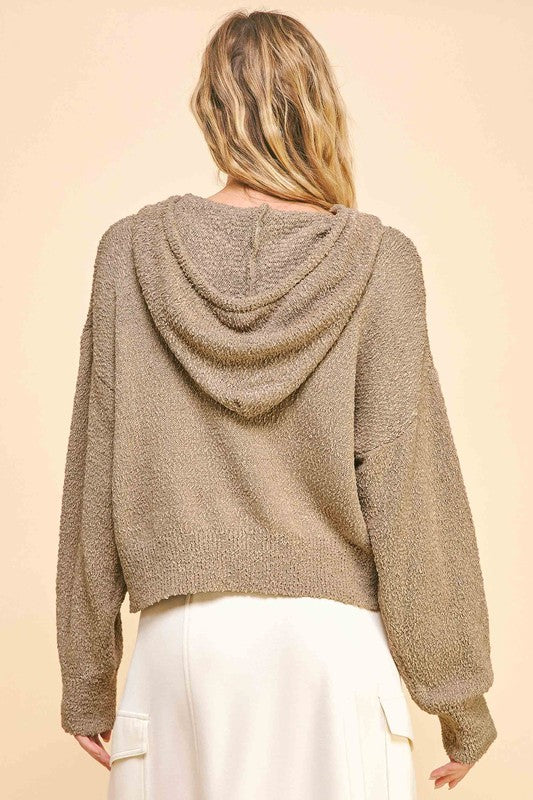 Davi & Dani Drop Shoulder Long Sleeve Hooded Sweater - Sydney So Sweet