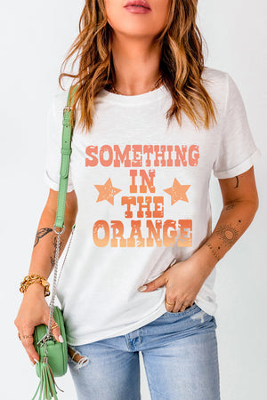 Something in the Orange Graphic Round Neck Short Sleeve T-Shirt - Sydney So Sweet