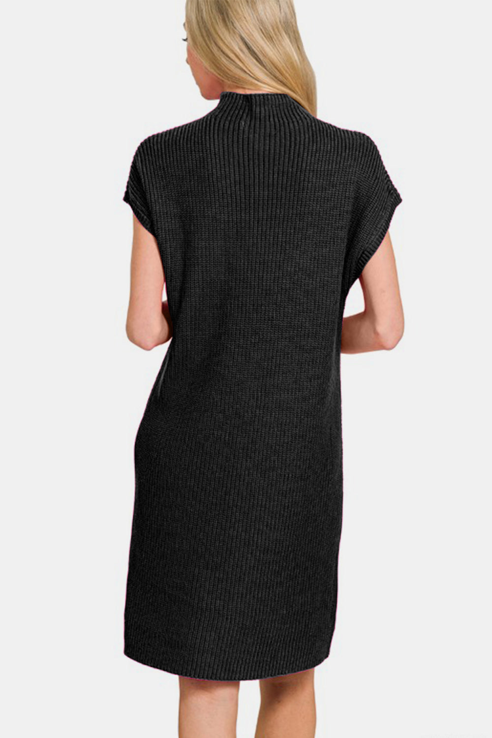 Zenana Mock Neck Short Sleeve Sweater Dress - Sydney So Sweet