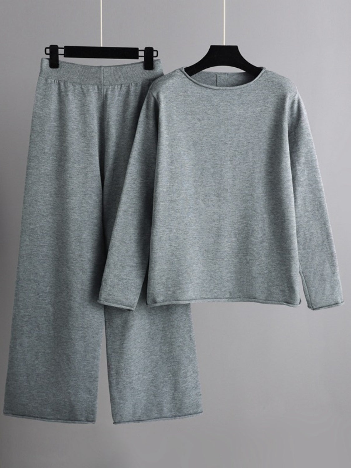 Basic Bae Rolled Round Neck Top and Pants Sweater Set - Sydney So Sweet