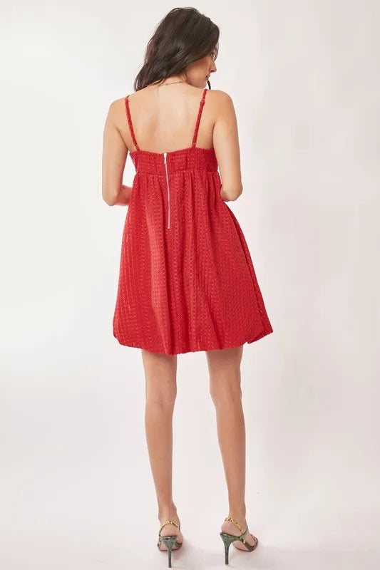 Davi & Dani Textured Sweetheart Neckline Bubble Hem Dress - Sydney So Sweet