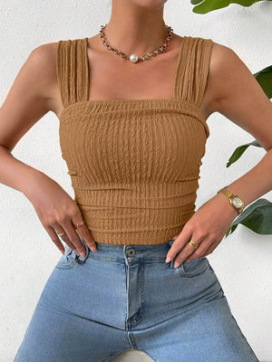 Textured Square Neck Wide Strap Tank - Sydney So Sweet