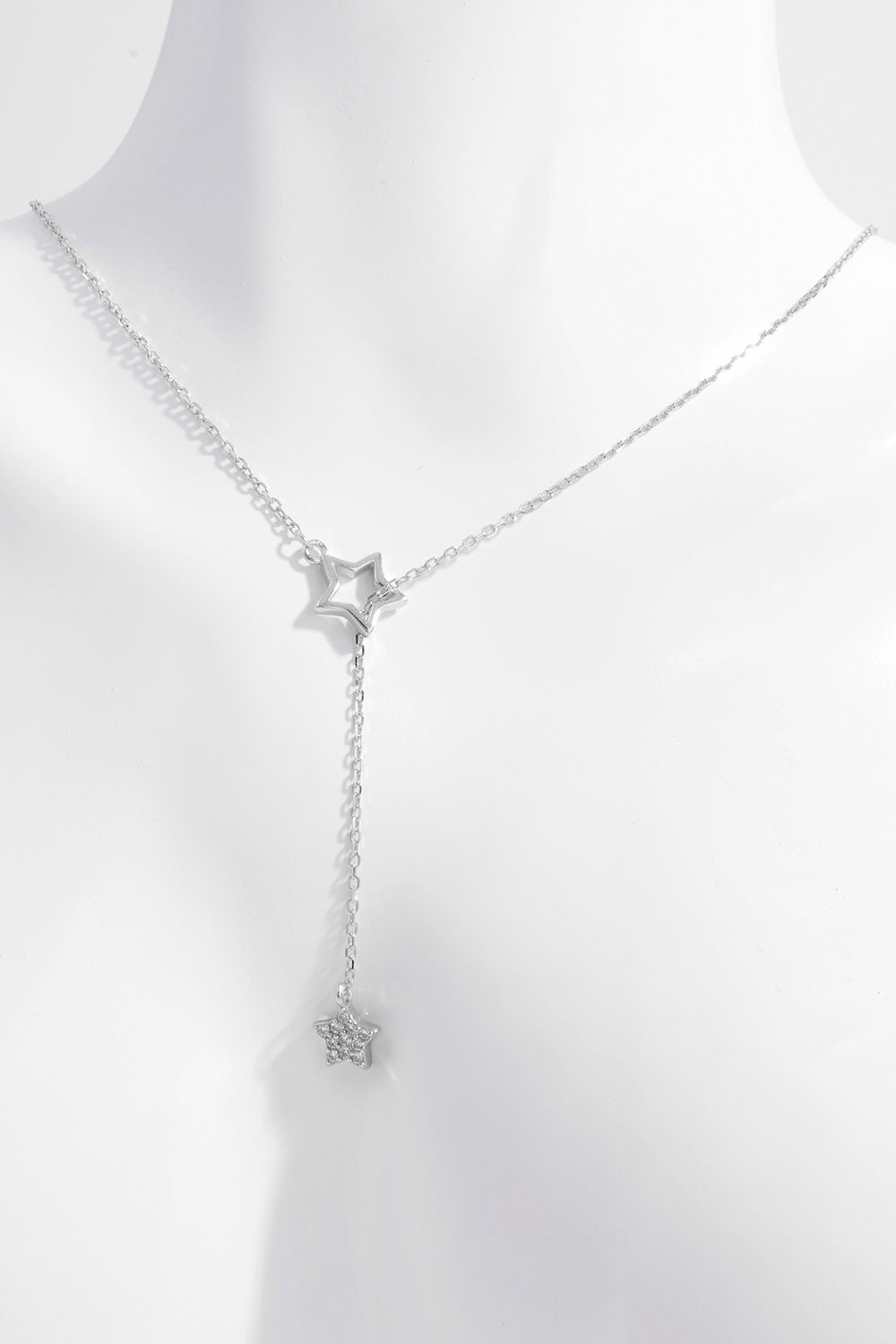 925 Sterling Silver Zircon Star Drop Necklace - Sydney So Sweet