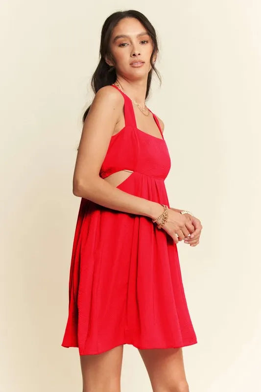 Davi & Dani Washed Satin Cutout Skirt Bandeau Mini Dress - Sydney So Sweet