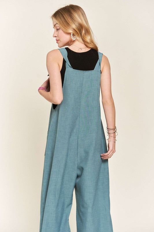 ADORA Knotted Wide Strap Wide Leg Overalls - Sydney So Sweet