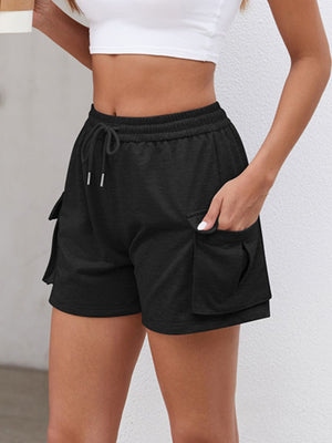 Drawstring Elastic Waist Shorts with Pockets - Sydney So Sweet