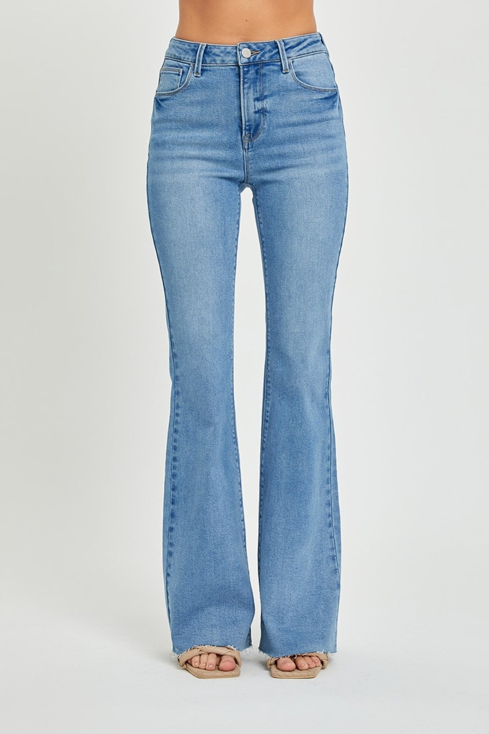 RISEN Full Size High Rise Raw Cut Hem Bootcut Jeans - Sydney So Sweet