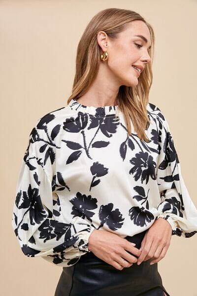 Annie Wear Frill Printed Balloon Sleeve Blouse - Sydney So Sweet