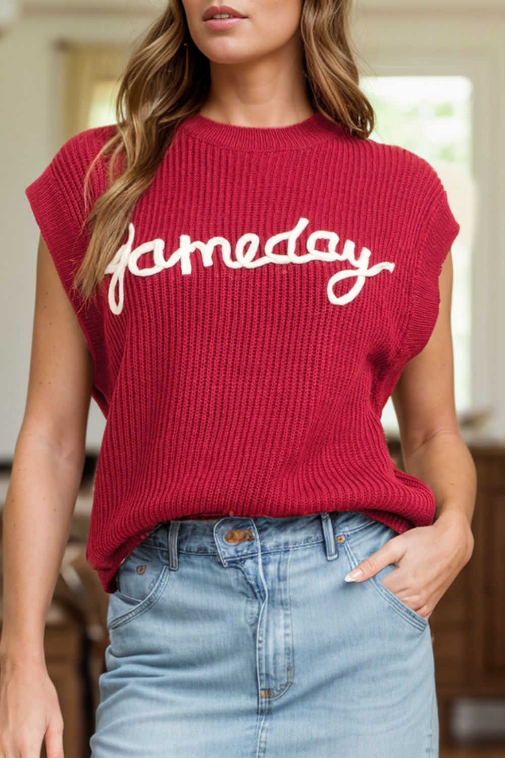 GAME DAY Round Neck Sweater Vest - Sydney So Sweet