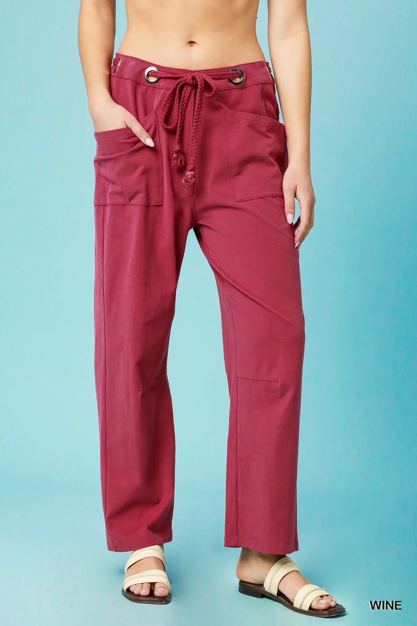 Umgee Drawstring Wide Leg Casual Pants - Sydney So Sweet