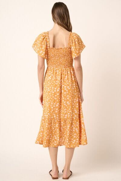 Mittoshop Flower Print Flutter Sleeve Smocked Midi Dress - Sydney So Sweet
