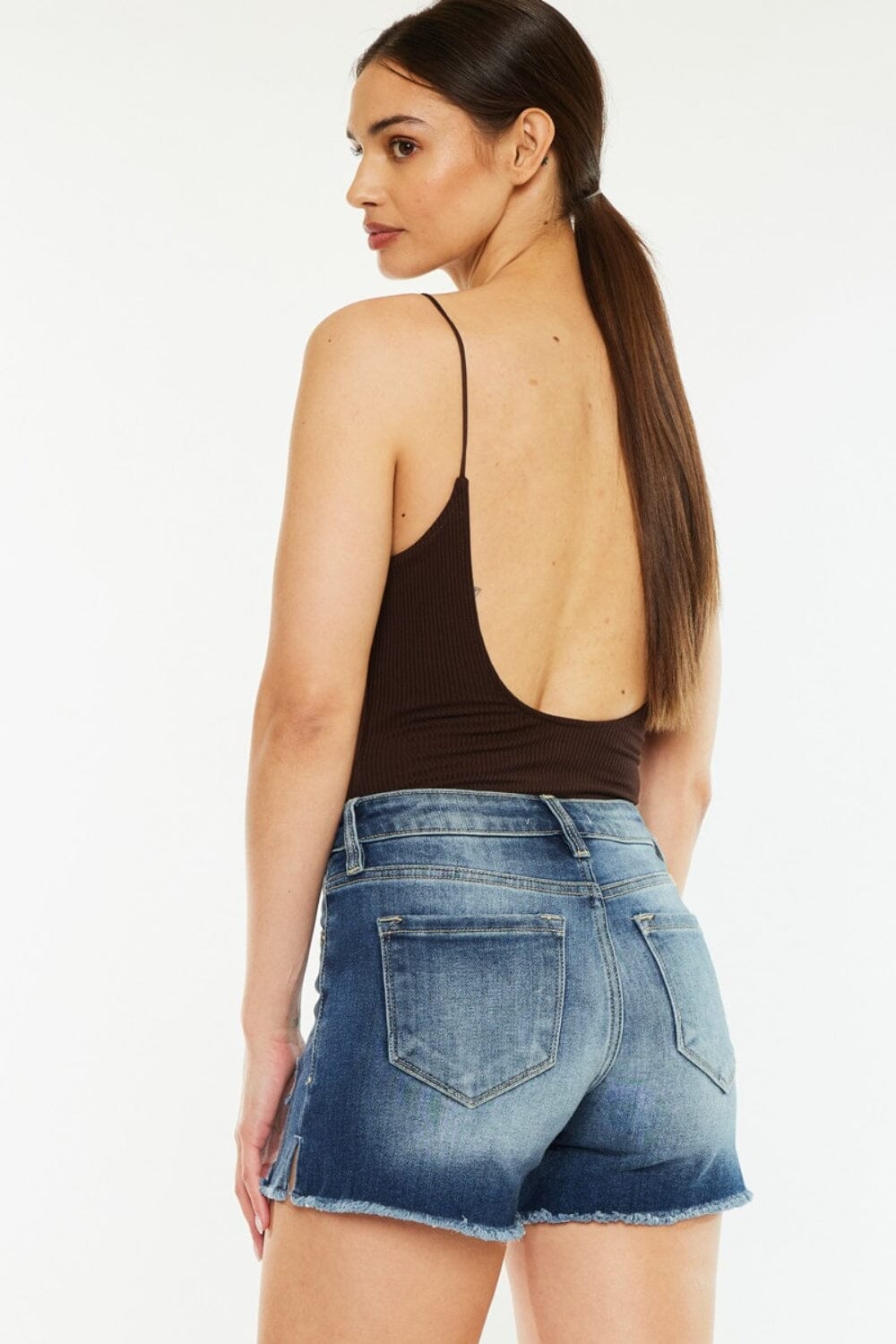 Kancan High Waist Raw Hem Denim Shorts - Sydney So Sweet