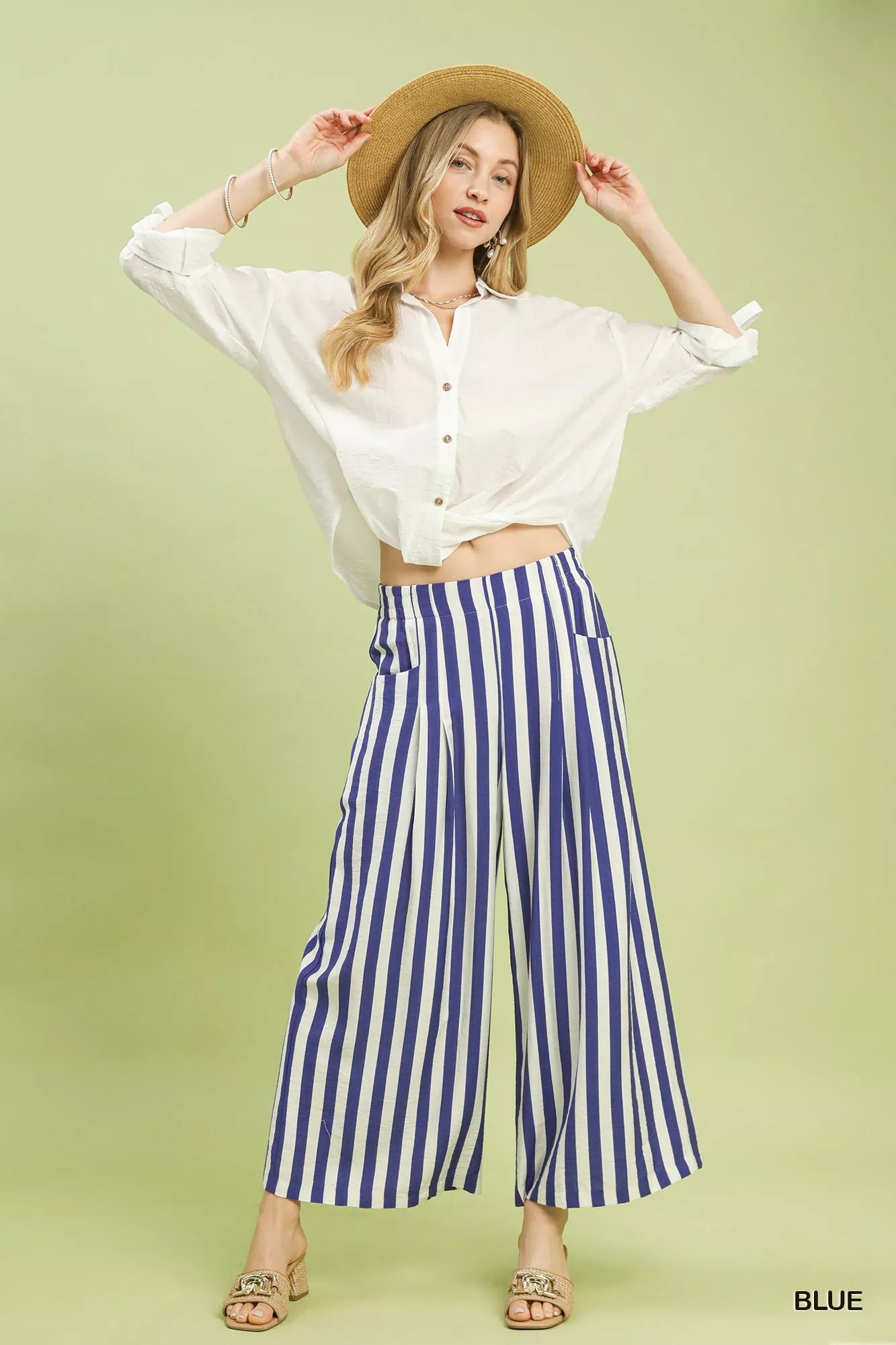 Umgee Vertical Stripe Wide Leg Pants - Sydney So Sweet