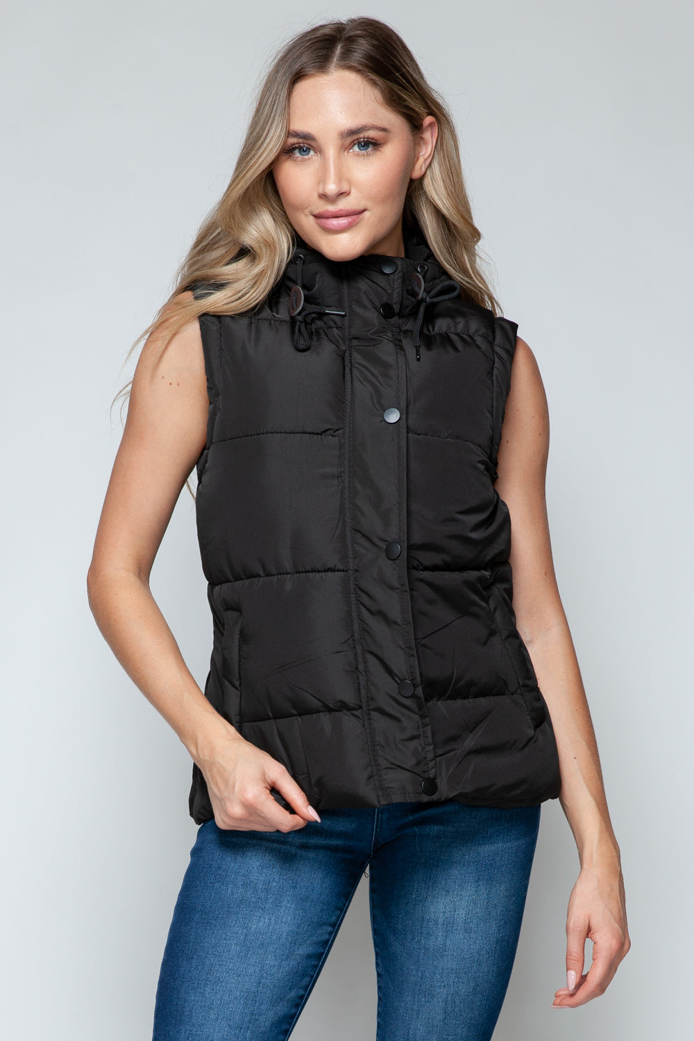 Snobbish Snap and Zip Closure Hooded Vest - Sydney So Sweet