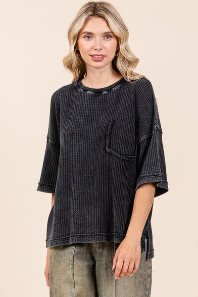 Mittoshop Mineral Wash Waffle Knit Short Sleeve Top - Sydney So Sweet
