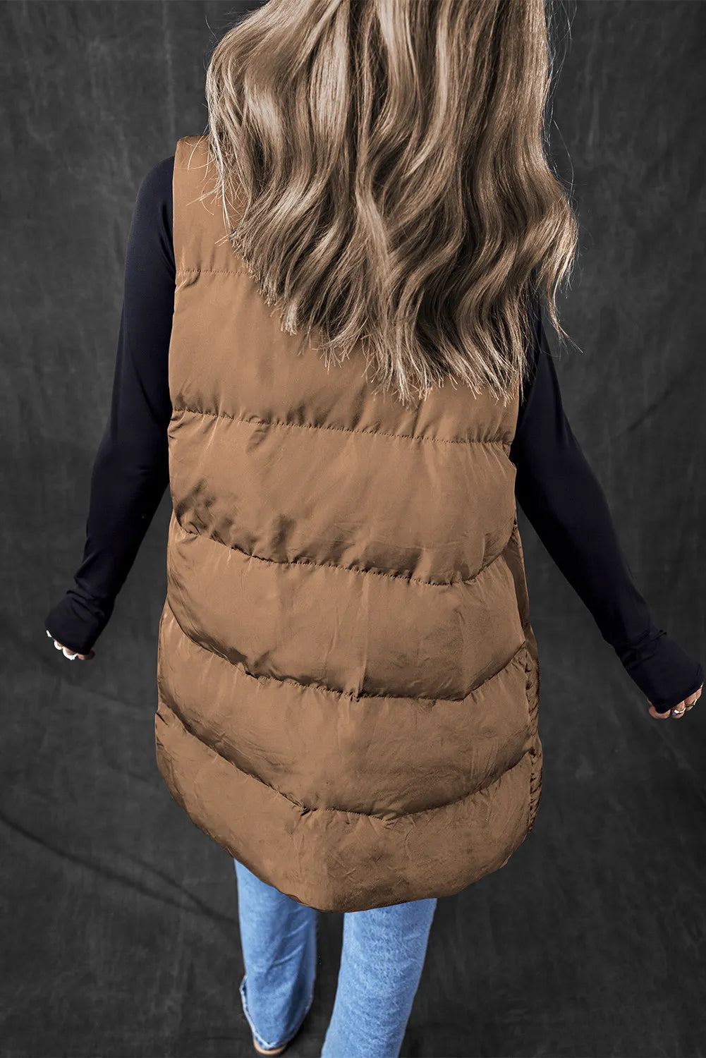 Pocketed Zip Up Vest Coat - Sydney So Sweet