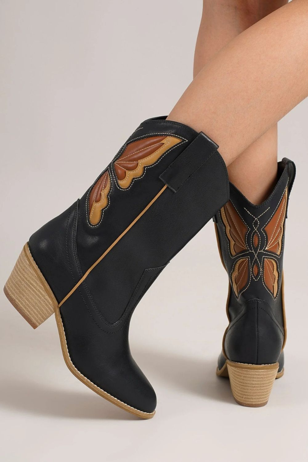 Beast Fashion Butterfly Cut Detail Point Toe Boots - Sydney So Sweet