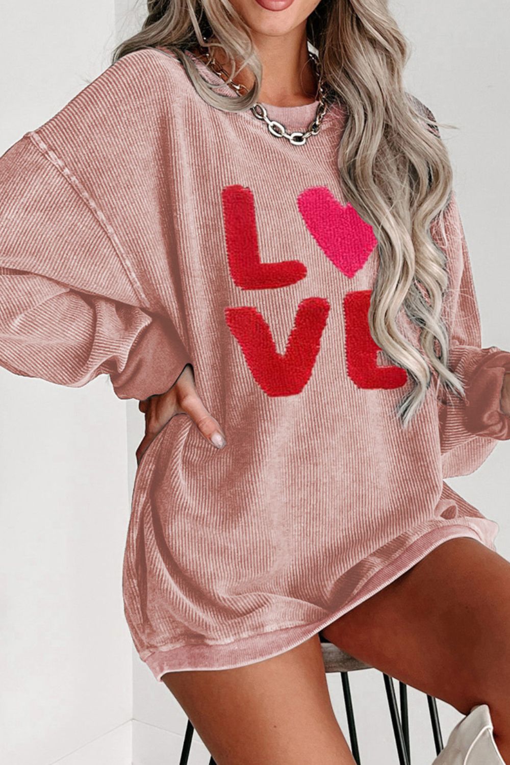 Valentine’s Day LOVE Round Neck Long Sleeve Sweatshirt - Sydney So Sweet