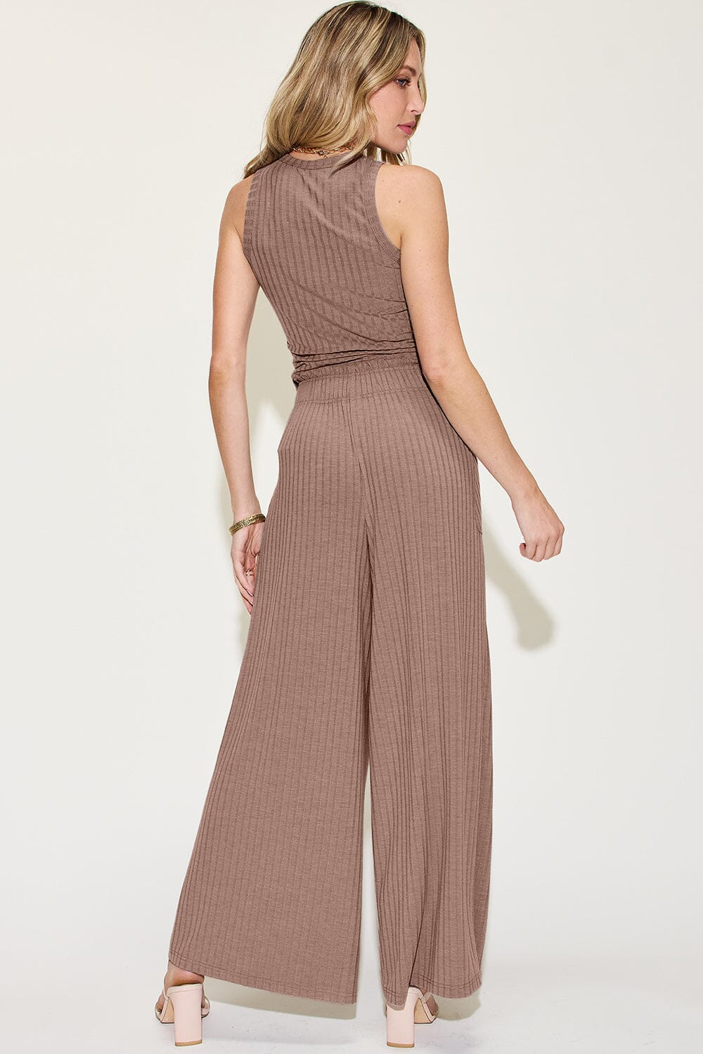 Basic Bae Full Size Ribbed Tank and Wide Leg Pants Set - Sydney So Sweet