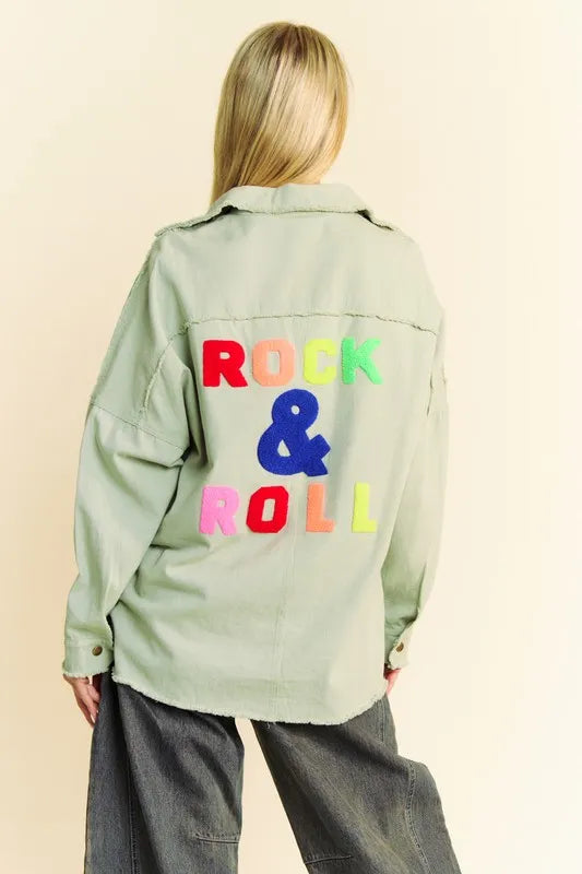 Davi & Dani Multi Color Rock & Roll Fringed Hem Loose Fit Shacket - Sydney So Sweet