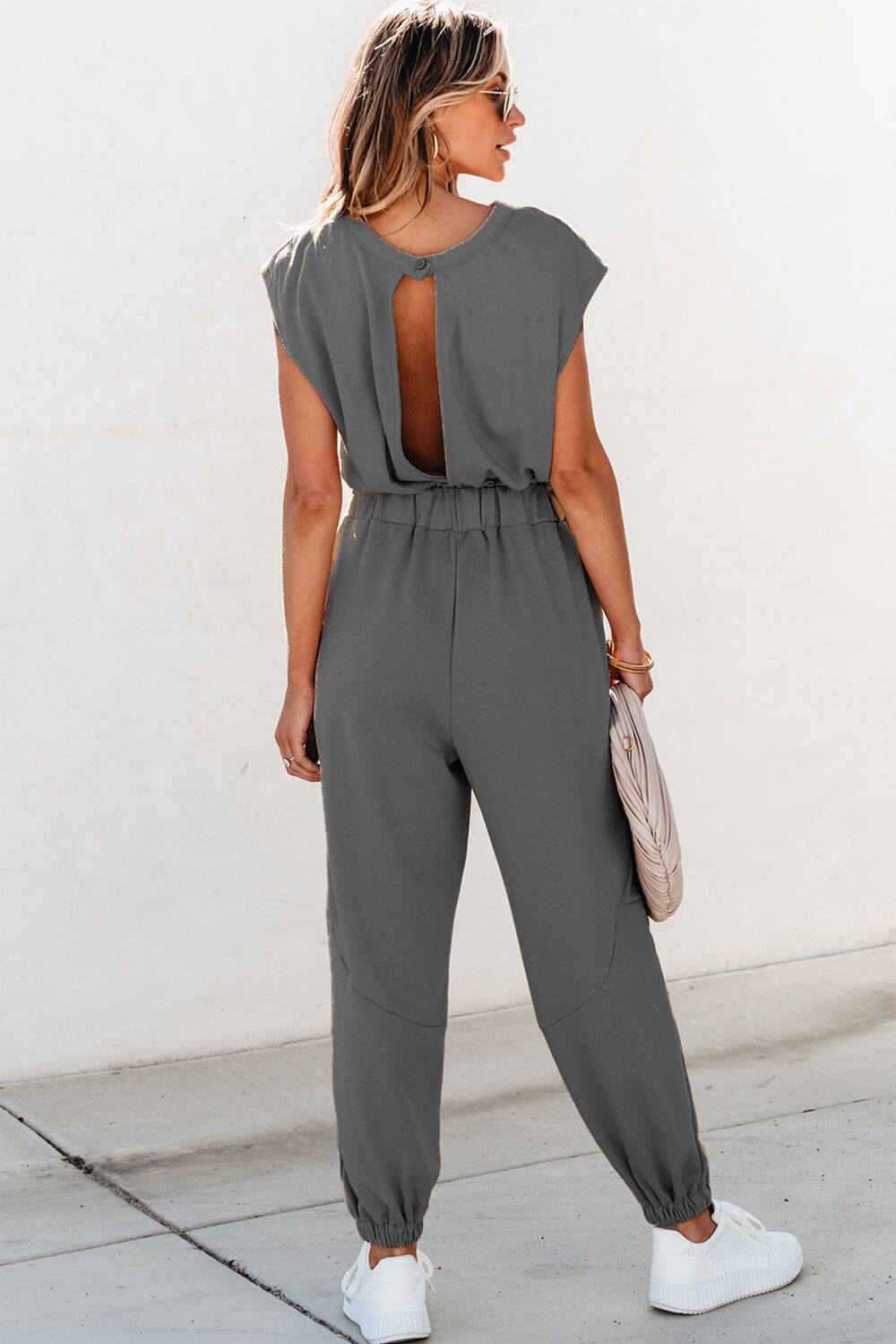 Cutout Drawstring Cap Sleeve Jumpsuit - Sydney So Sweet