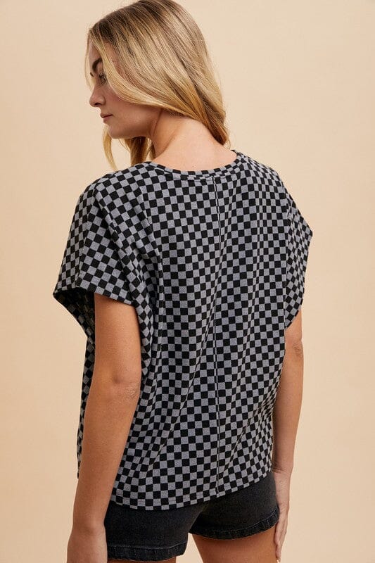 Annie Wear Checkered Round Neck Short Sleeve T-Shirt - Sydney So Sweet