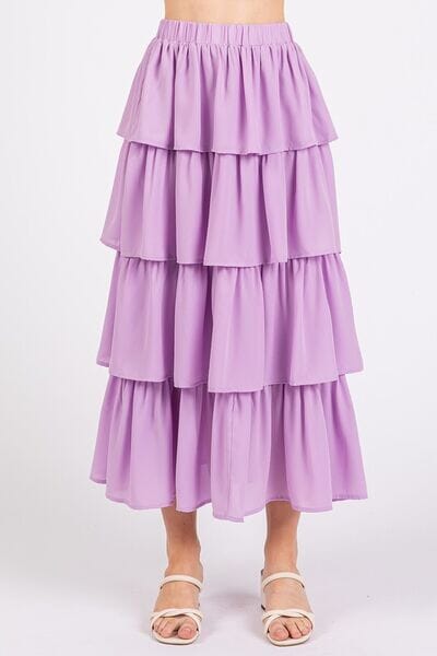 Mittoshop Chiffon Ruffle Layer Elastic Waist Midi Skirt - Sydney So Sweet
