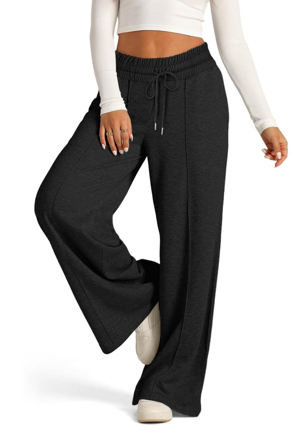 Drawstring Elastic Waist Wide Leg Pants - Sydney So Sweet