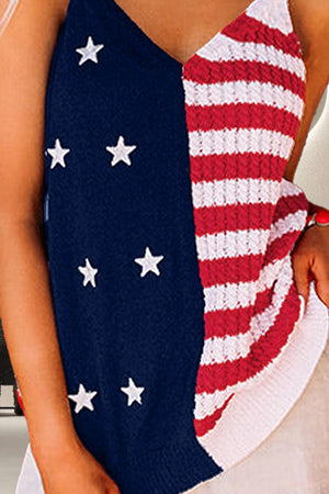 US Flag Theme V-Neck Knit Cami - Sydney So Sweet