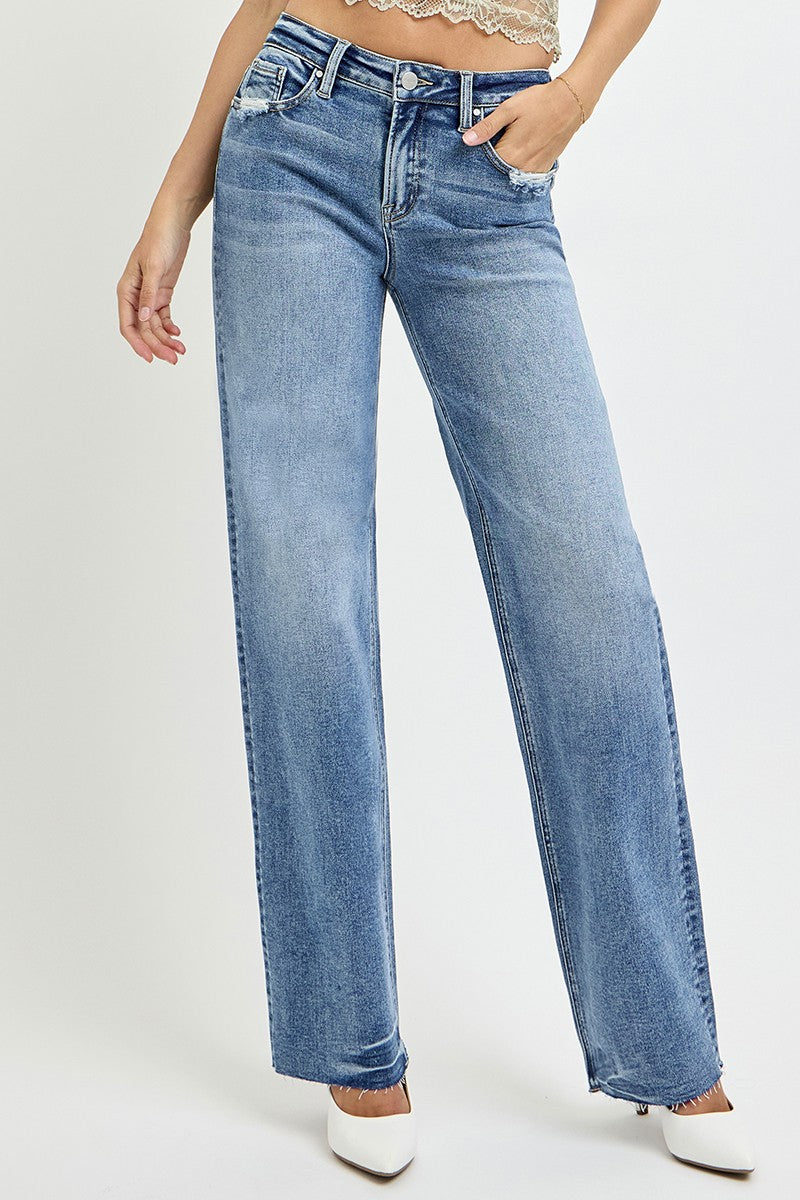 RISEN Full Size High Rise Straight Leg Jeans with Pockets - Sydney So Sweet